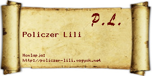 Policzer Lili névjegykártya